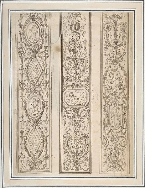 Design Three Upright Panels Ornament Arabesques