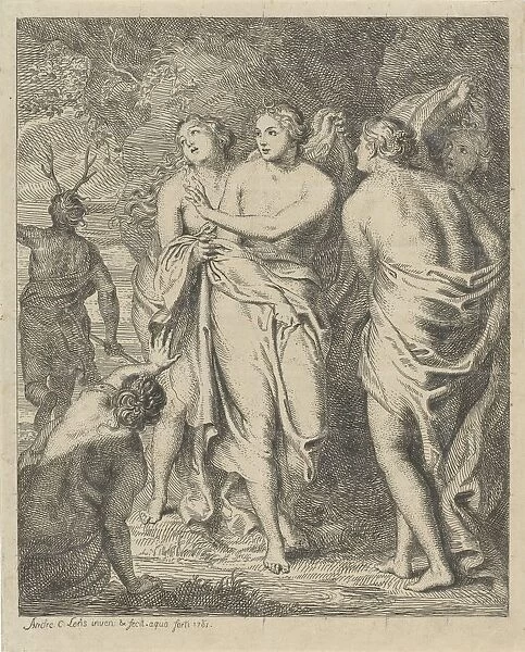 Diana Actaeon surrounded three nymphs fourth nymph