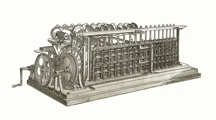 Framed Print : The Difference Engine by Charles Babage, being the first computer, nineteenth century
