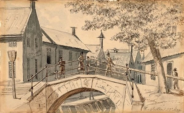 Drawings Prints, Drawing, Bridge Canal Winschoten, Artist, Martinus Rorbye, Danish