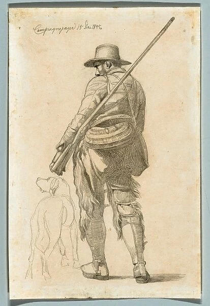 Drawings Prints, Drawing, Roman Hunter Dog, Back, Artist, Johan Thomas Lundbye, Danish