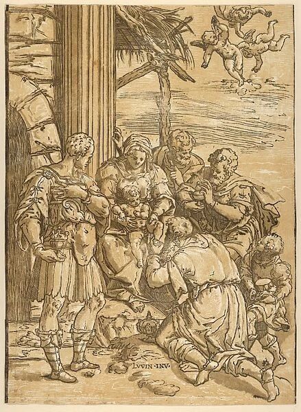 Drawings Prints, Print, Adoration Magi, Artist, Andreani, Aurelio Luini, Mantua, 1558  /  1559-1629