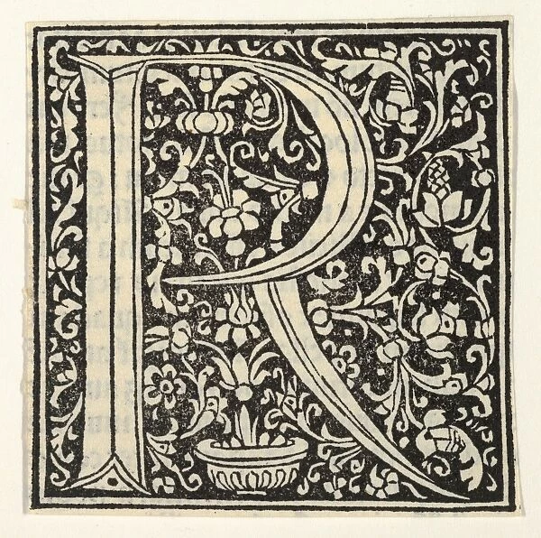 Drawings Prints, Print, Initial, letter, R, floral, pattern, Artist, Italian, 15th century