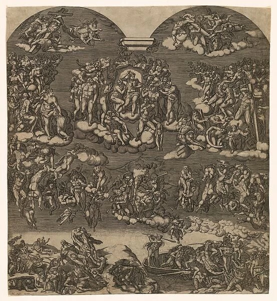 Drawings Prints, Print, Last Judgement, Christ, upper, centre, surrounded, many, figures