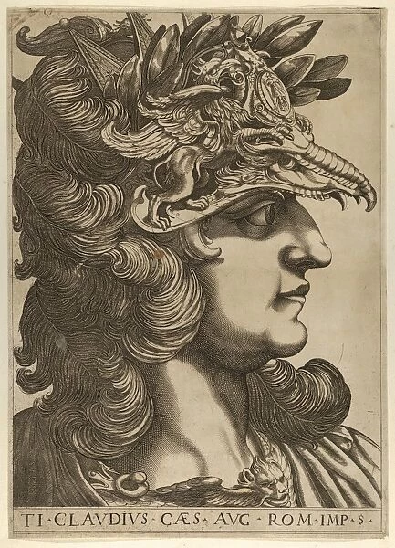 Drawings Prints, Print, Plate 5, Tiberius, Claudius, profile, right, Twelve Caesars