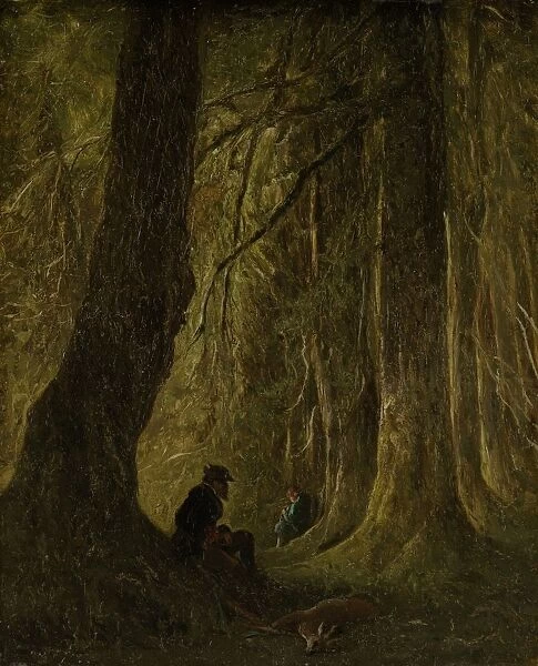 Driving artist Johannes Tavenraat sitting under tall trees
