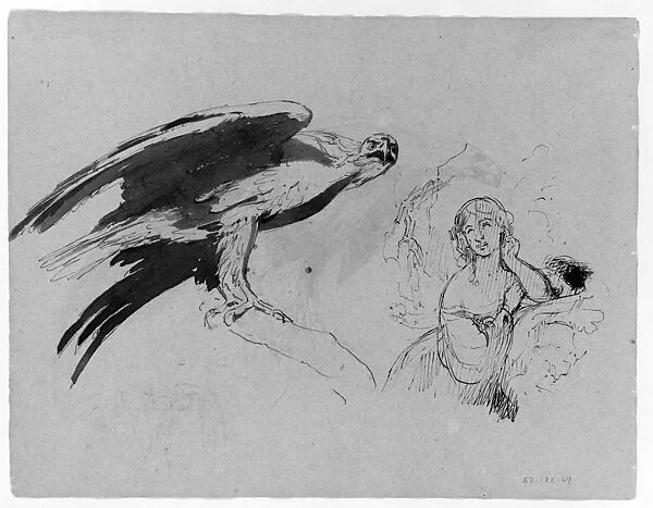 Eagle Lady Sketchbook 1810-20 Ink wash paper