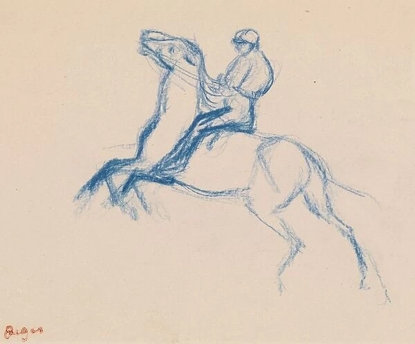 Edgar Degas Jockey Horse c. 1866a1872 Blue crayon