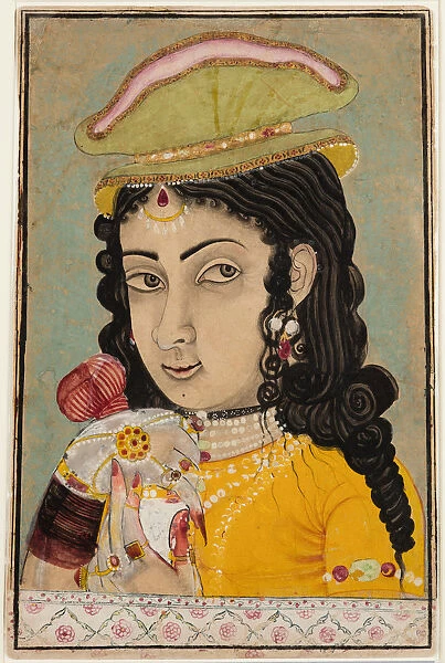 A European Lady holding bottle cup 1710-20 India