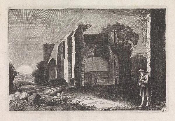 Farmer at a ruin, Claes Jansz Visscher II, 1652