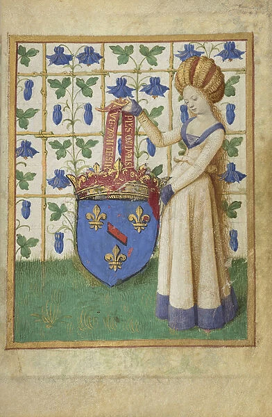 Female Heraldic Figure Holding Escutcheon Jean Fouquet