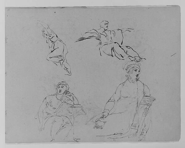 Four Figure Studies Sketchbook 1810-20 Ink