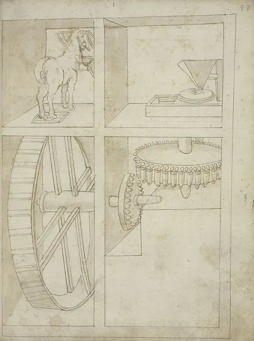 Framed Print : Folio 43 mill powered horse Edificij et machine