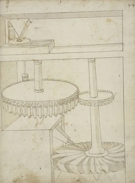 Framed Print : Folio 44 mill powered horizontal wheel Edificij et