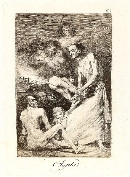 Francisco de Goya (Spanish, 1746-1828). Sopla. (Blow. ), 1796-1797. From Los Caprichos, no