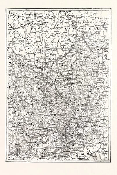 Franco-Prussian War: Map of Alsace and Lorraine, Counties Given to the German Empire 1870