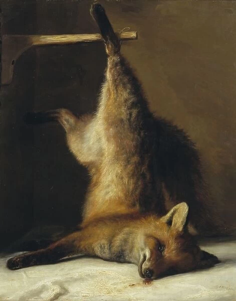 Frants Diderik BA┼¥e Dead fox painting 1848 oil