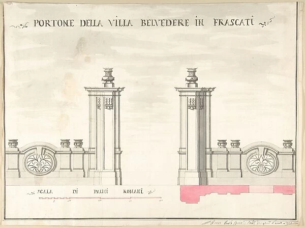 Gate Villa Belvedere Frascati 1710-27 Pen dark brown ink