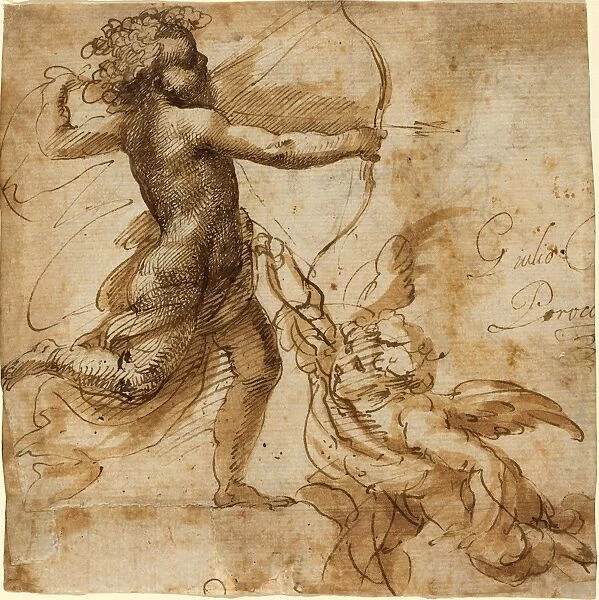 Giulio Cesare Procaccini (Italian, 1574 - 1625), Cupid, pen and brown ink with brown wash