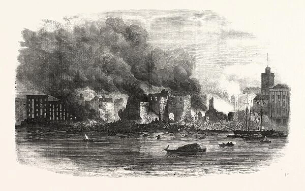 The Great Fire in Southwark: Scene at Cottons Wharf at Midday, Uk