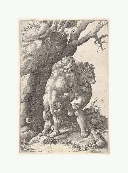 Hercules Nemean Lion Hercules grasps shoulders
