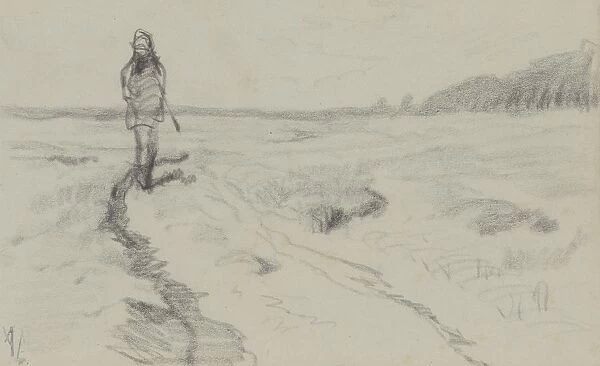 Hiker heath Anton Mauve 1848 1888 paper chalk