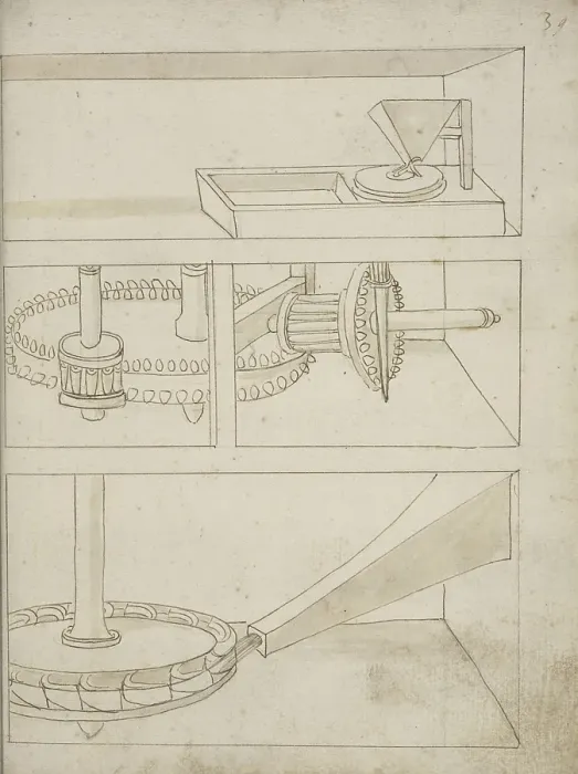 Framed Print : Mill horizontal water wheel Edificij et machine