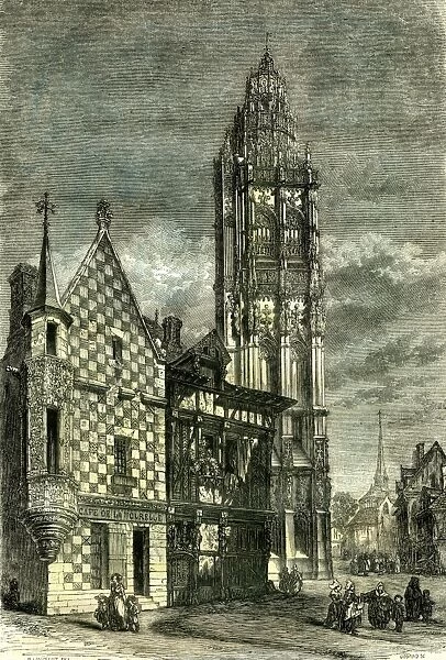 house of God, church, verneuil, france, 1848, house of God, church, vintage, old print