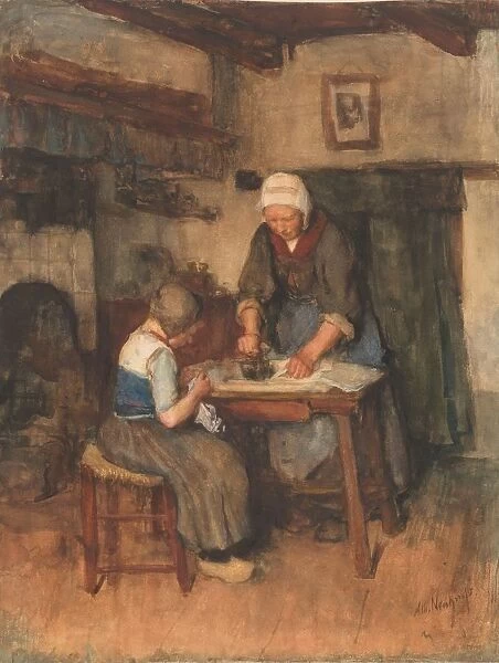 Interior ironing woman sewing child mother daughter