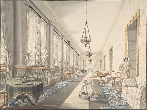 Interior Leningrad? ca 1825 Watercolor sheet