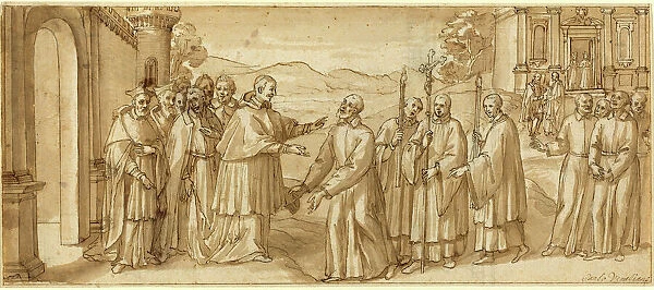 Italian 17th Century, The Meeting of San Carlo Borromeo and San Filippo Neri, c. 1600