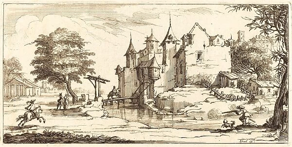 after Jacques Callot, Chateau with a Drawbridge, 1635 or after, etching