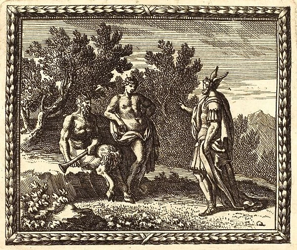 Jean Lepautre, French (1618-1682), Midas with Apollo and Pan, published 1676, etching