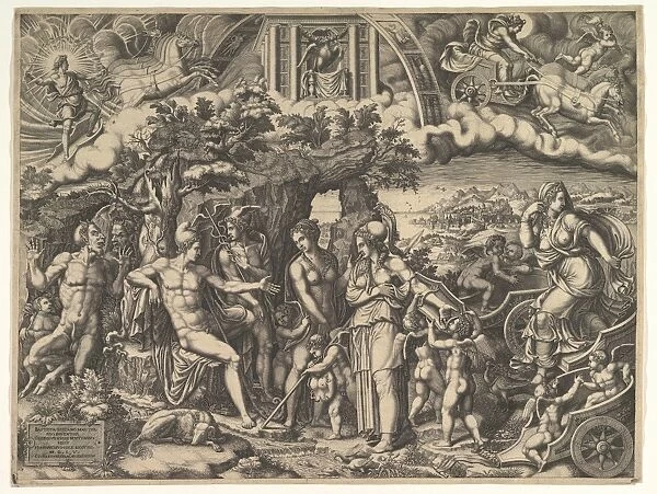 Judgment Paris 1555 Engraving sheet 16 x 21 1  /  4