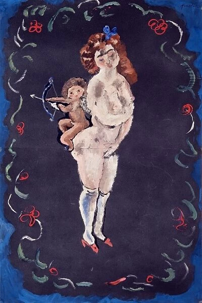 Jules Pascin Nude Cupid c. 1920 Oil graphite