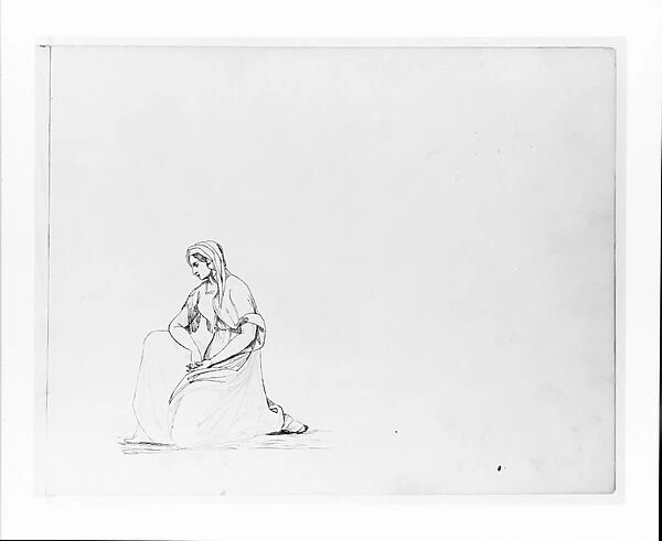 Kneeling Female Figure Sketchbook ca 1860 Graphite