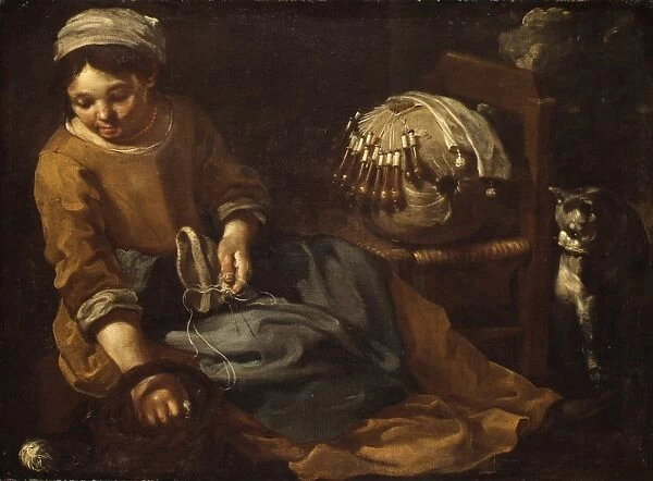 Lacemaker ca 1665 Oil canvas 28 1  /  4 x 38 1  /  4