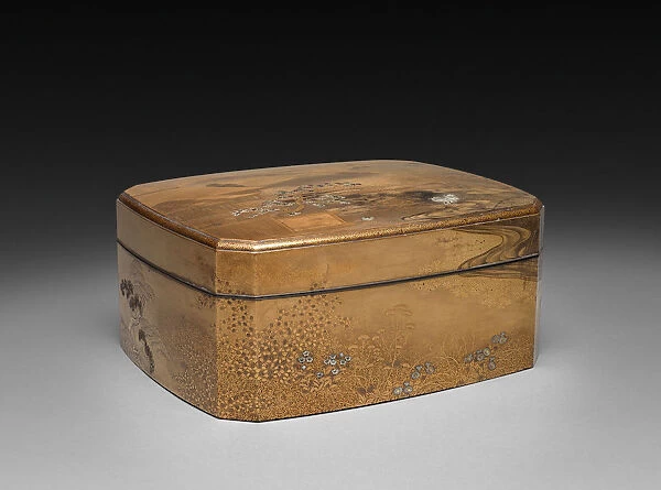 Lacquered Box Tray Lid 1800s Japan 19th century