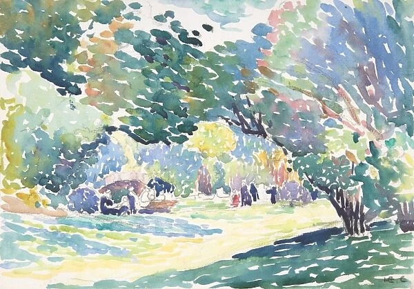 Landscape ca 1904 Watercolor crayon paper Sheet