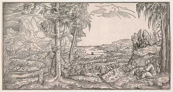 Landscape Saint John Evangelist mid-16th century