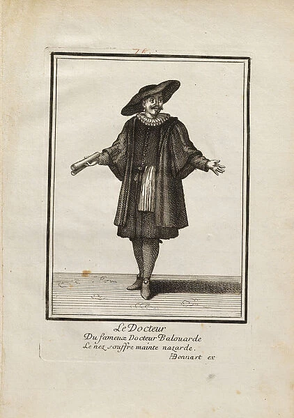 Le Docteur Italian theater prints Engraving 1560