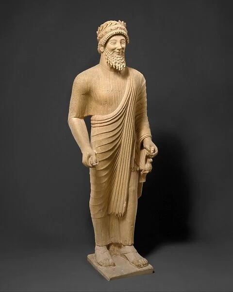 Limestone statue bearded man votive offerings