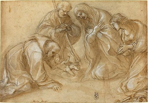 Lodovico Carracci (Italian, 1555 - 1619), The Nativity with Saints Francis and Agnes, c
