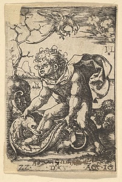 Man Fish August 16 1522 Engraving sheet 2 7  /  16 x 1 5  /  8