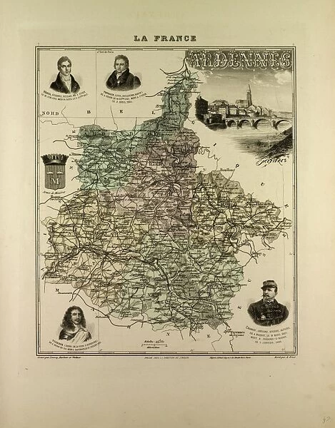 Map of Ardennes, 1896, France