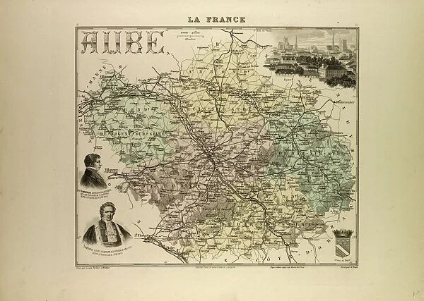 Map of Aube, 1896, France