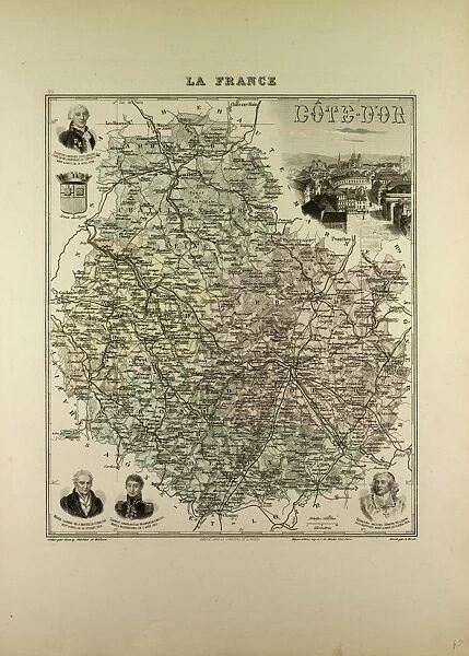 MAP OF CAaTE D OR, 1896, FRANCE