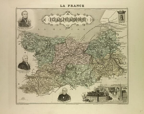 Map of Calvados, 1896, France