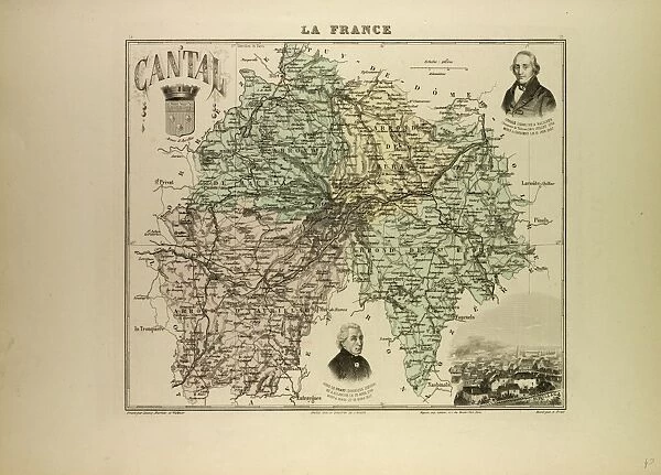 Map of Cantal, 1896, France