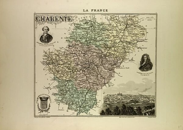Map of Charente, 1896, France